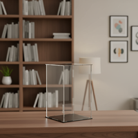 Vitrine de présentation de bureau en acrylique poli de 3 mm, couleur personnalisée, anti-poussière, style asiatique, 4 étagères pour figurines de collection