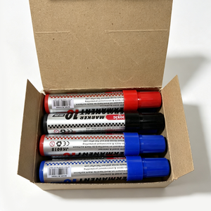 Marqueur permanent super jumbo JK-6018, largeur d'écriture 10 mm, couleurs rouge, bleu, noir, pointe biseautée. - Product Image 6