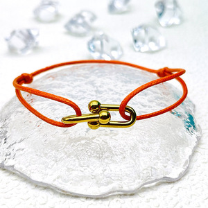 <span class=keywords><strong>Bracelet</strong></span> tissé à la main en acier au titane mode bijoux géométriques <span class=keywords><strong>fil</strong></span> lié <span class=keywords><strong>Bracelet</strong></span> en corde à main réglable en forme de U pour femmes hommes - Product Image 2