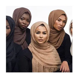 76สี!!! ใหม่มาถึงคลาสสิกพรีเมี่ยม Viscose Maxi Crinkle Cloud มุสลิมอิสลาม Hijab ที่ขายดีที่สุดผ้าพันคอผ้าคลุมไหล่