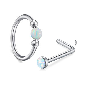 Anneau de nez en acier titane plaqué or, lot de 2 pièces, clou de nez Aobao, anneau sans soudure, <span class=keywords><strong>fermeture</strong></span> de septum nasal, bijoux de corps pour mariage - Product Image 3