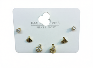 Orecchini a Perno in Argento S925 Placcato Oro con Cristalli, Set di Gioielli da Donna alla Moda - Product Image 1