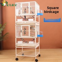 Cage à oiseaux empilable et compartimentée avec plateau de jeu et support roulant pour perroquets, canaris, calopsittes, tourtereaux, pinsons, perruches, conures