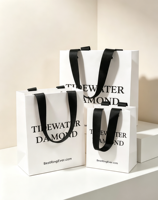 Sacs en papier cartonnés de luxe durables, résistants à la graisse, avec poignées en ruban, biodégradables, personnalisables avec logo pour vêtements