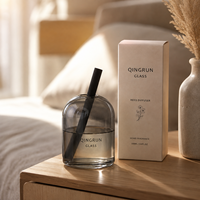 Bouteille de parfum en verre teinté rond OEM avec bâtonnets diffuseurs pour chambre, salon, cadeau de mariage, présentoir de vente au détail