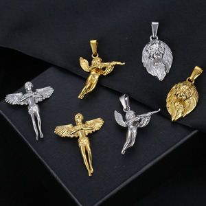 Pendentifs Vintage pour hommes et femmes, croix de boussole, Rose, acier inoxydable, or 18k, bijoux d'animaux, Lion de Judah, colliers, pendentif tête de Lion - Product Image 3