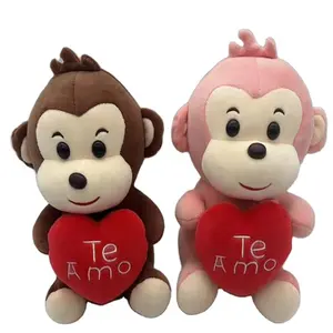 Pabrik Cina mainan Hari Valentine hewan lucu mainan boneka monyet mewah untuk hadiah bayi