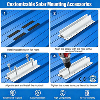 Support de montage solaire léger en aluminium anodisé pour rail court, avec joint EPDM, pour panneaux photovoltaïques sur toiture