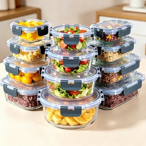 Juego de 12 Recipientes de Vidrio Borosilicato para Almacenamiento de Alimentos <span class=keywords><strong>con</strong></span> Tapas Herméticas Libres de BPA y Cierre a Presión para Almacenar Comida y Almuerzos - Product Image 4
