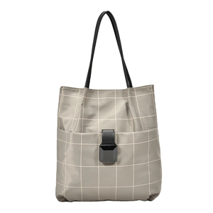 Women's Grid Nylon Tote <b>Bag</b> with <b>Buckle</b>, Lightweight Shoulder Purse Multi-color - Product Image 6