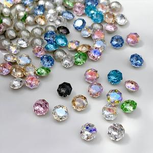 Octagonal rose cut nail <b>drill</b>, octagonal crystal pointed bottom <b>drill</b>, <b>pink</b> super shiny nail art accessory - Product Image 4