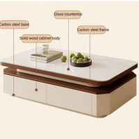 Meubles de salon modernes en bois, ensemble de meuble TV et table basse avec rangement à tiroirs, meuble TV en bois, table à thé pour la maison