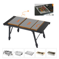 Table d'extérieur multifonctionnelle tout-en-un pliable et légère en aluminium pour le camping, la cuisine, les barbecues - Portable pour la préparation du café