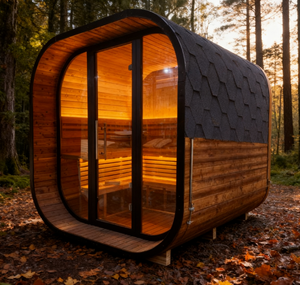Sauna en bois d'épicéa carbonisé pour 6 personnes, prix de gros, avec éclairage LED - Product Image 2