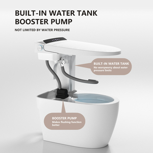Inodoro Inteligente Europeo de Cerámica Blanca con Montaje en Suelo, Boquilla Alargada, Autolimpieza y Presión de Agua para Oficina - Product Image 2
