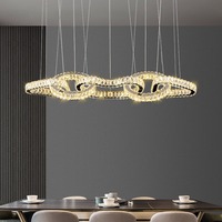 Lampe suspendue créative de luxe en forme d'anneau circulaire, en or et cristal, pour restaurant, bar, bureau, salle à manger, style postmoderne