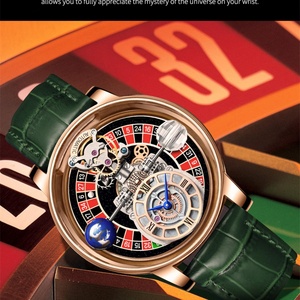 Montre PINDU 2023 pour homme, montre à quartz dorée bleue céleste, montre pour homme en cuir, montre pour homme d'affaires, réglage de l'heure - Product Image 6
