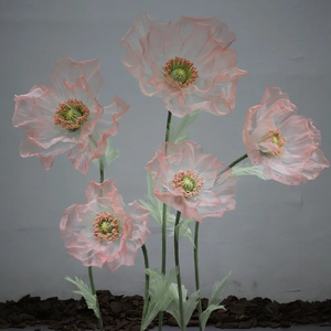 KE-GF007 Vente en gros de fleurs artificielles géantes en soie, fleurs géantes en papier, fleurs géantes en organza, coquelicot géant pour la décoration de mariage - Product Image 3