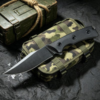 Couteau de chasse et de survie à lame fixe en acier 5Cr13 de haute qualité, manche G10 avec étui Kydex noir, couteau multi-usages robuste pour l'extérieur