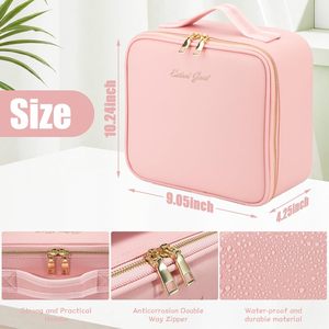 กระเป๋าเครื่องสำอางพกพาแบบกันน้ำพร้อมไฟ 3 สีแบบชาร์จได้ กระเป๋าเครื่องสำอางกันน้ำพร้อมกระจก LED - Product Image 6