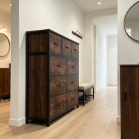 Commode de rangement moderne pour chambre et salon avec tiroirs en tissu pliables, cadre en acier, organisateur de vêtements haut écologique