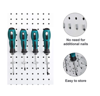 Support de rangement pour tournevis à double anneau métallique pour panneau perforé, organisateur d'outils à main, crochet pour panneau perforé pour garage et établi