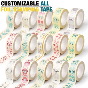 Cinta Decorativa Washi Metálica de Colores Personalizados con Estampado Floral Nórdico para Diario, Scrapbooking y Empaque de Regalos - Product Image 1
