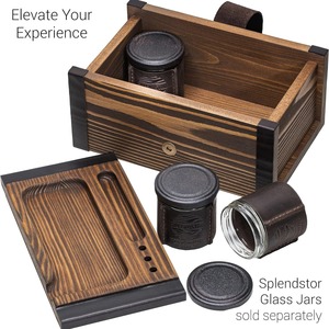 Kit de rangement en bambou sur mesure avec plateau roulant, broyeur à herbes et bocaux en verre – Ensemble complet d'accessoires pour fumeurs - Product Image 2