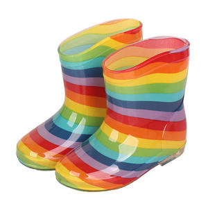 Arco Iris coche flor estrella lluvia Botas bonitas Pvc coloridas Botas impermeable lindo barato Rainboots para niños y niñas - Product Image 5