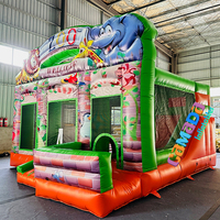 Château Gonflable Commercial avec Toboggan et Zone de Saut pour Fêtes - Modèle Zoo