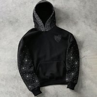 Özel Tasarım Erkek INS Sokak Stili Kapüşonlu Üst Giyim Popüler Eşleşen 3D Örümcek Ağı Kalp Nakışı %100 Pamuklu Sweatshirt Taşlı Baskılı
