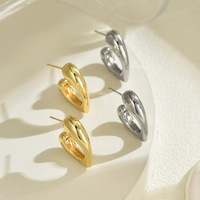 Boucles d'oreilles clous Gaovo minimalistes et élégantes en forme de cœur bulle, plaqué or 18 carats, acier inoxydable poli miroir, bijoux pour femme à porter au quotidien