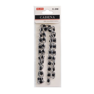 Catena Ilan 0,5 m con perline nere e argento per decorazioni di abbigliamento - Product Image 1