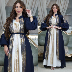 Vente en gros de luxe <span class=keywords><strong>Djellaba</strong></span> ensemble deux pièces pour femmes Marocaine Kaftan manches bouffantes Abaya Dubai 2025 pour fête de fille - Product Image 2