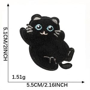 Cute Self Sticker Embroidery Black <b>Cat</b> Patches for Bag <b>Clothes</b> Hat Decoration - Product Image 4
