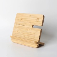 Support de charge sans fil 3 en 1 en bambou naturel, support de téléphone détachable, chargeur rapide 15W pour téléphone, écouteurs, montre connectée, logo personnalisé