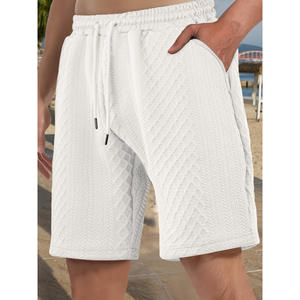 กางเกงชายหาดฤดูร้อนสำหรับผู้ชาย สีเบอร์กันดี ทรงหลวม สปอร์ต แคชชวล พร้อมเชือกผูกเอวยางยืด - Product Image 4