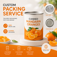 Segmen Jeruk Mandarin Kaleng 850g dalam Sirup Ringan Ukuran Kustom Kemasan Besar Pemasok Langsung Pabrik