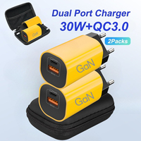 Chargeur mural à charge rapide pour smartphone, 30W Max, GaN, double port USB-A et Type-C, prise EU, OEM ODM, vente chaude, usage domestique