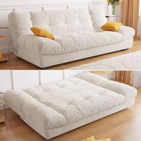 Sofá Cama Convertible de Tela con Diseño Fluido en Color Crema, Multifuncional y Plegable para Sala de Estar Moderna y Minimalista Pequeña