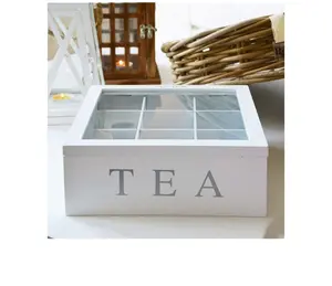 Home Decoration Kitchen Storage Tea White Wooden Storage Box With Lid