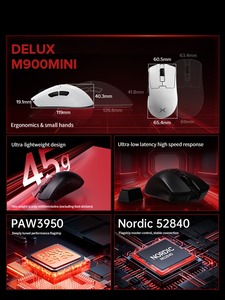 Chuột DELUX M900mini siêu nhẹ 45G, cảm biến PAW3950, 30000DPI, 8000Hz, chế độ kép không dây 2.4Ghz/có dây, dành cho game thủ/văn phòng - Product Image 4