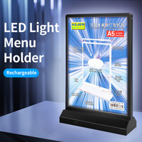 Panneau de table LED rechargeable en forme de T Kejea A5, éclairage lumineux pour la promotion des menus de comptoirs de petite taille