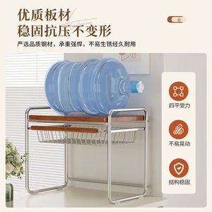 Kitchen Storage Rack With Pull Out Basket Metal Multi Function Vintage Style Countertop Organizer For Microwave Rice Cooker - Product Image 4