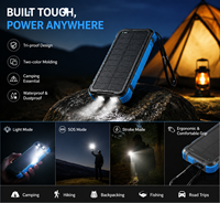 Power Bank Tenaga Surya 20000mAh Harga Terjangkau, Mode Lampu Camping, Tahan Air, Tali Gantungan, Tipe-C/Micro, Layar LED, Pengisian Cepat, Kapasitas Tinggi
