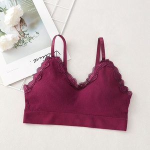 4075 ventas al por mayor Push up mujeres Bralette sin costuras transpirable Yoga deporte Floral encaje sin costuras sujetador acolchado extraíble sin alambre sujetador - Product Image 4