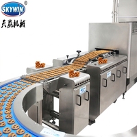 Ligne de production commerciale entièrement automatique en acier inoxydable 304 avec mélangeur à pâte électrique et à gaz, four à biscuits et four tunnel