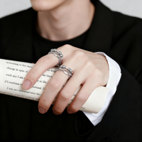 Vente Chaude Bague Anti-Anxiété Fidget Rotative en Argent Sterling 925 Scintillant pour Femme et Homme, Bijou Apaisant avec Fleurs, Lune et Étoiles