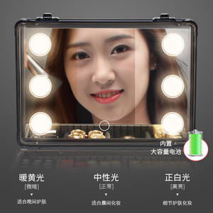 Valise de maquillage professionnelle avec miroir LED, grande capacité de rangement, pour usage domestique, rectangulaire, couleur unie, roulettes pivotantes - Product Image 5