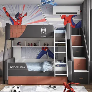 Homem aranha quarto infantil maciço cama de cozimento quarto suítes